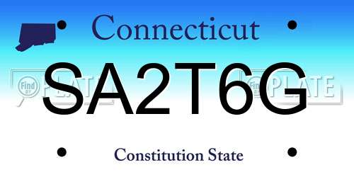 SA2T6G Connecticut License Plate