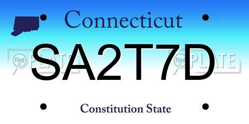 SA2T7D Connecticut License Plate