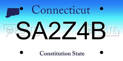 SA2Z4B Connecticut License Plate
