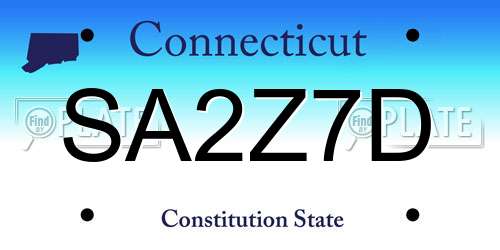 SA2Z7D Connecticut License Plate