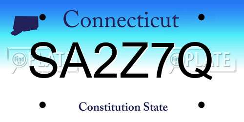 SA2Z7Q Connecticut License Plate