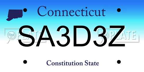 SA3D3Z Connecticut License Plate
