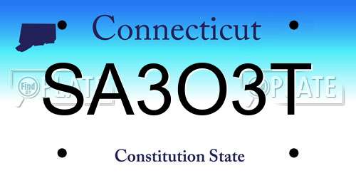 SA3O3T Connecticut License Plate