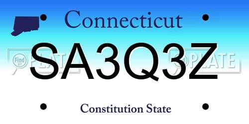 SA3Q3Z Connecticut License Plate