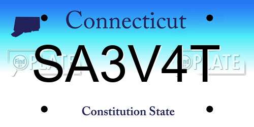 SA3V4T Connecticut License Plate
