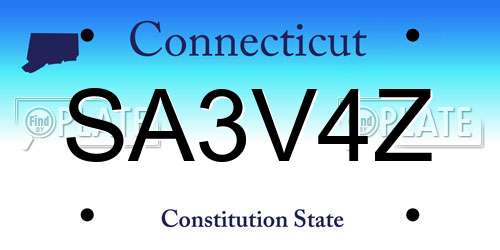SA3V4Z Connecticut License Plate