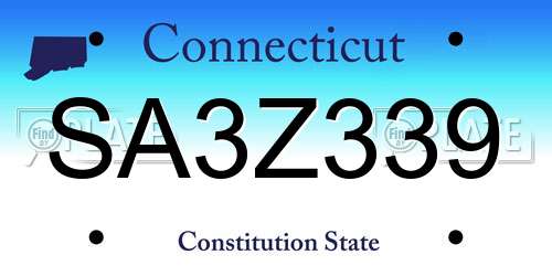 SA3Z339 Connecticut License Plate