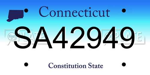SA42949 Connecticut License Plate