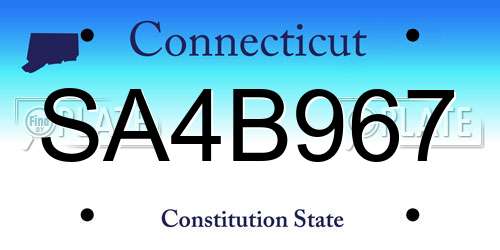 SA4B967 Connecticut License Plate