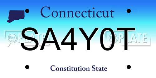 SA4Y0T Connecticut License Plate