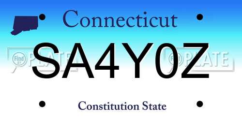 SA4Y0Z Connecticut License Plate