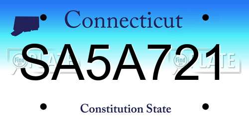 SA5A721 Connecticut License Plate