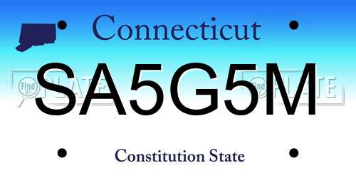 SA5G5M Connecticut License Plate