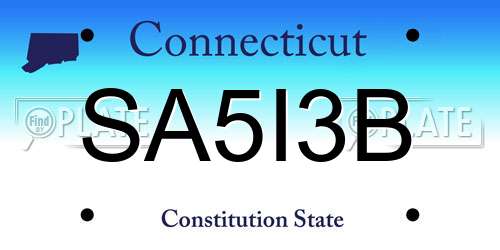 SA5I3B Connecticut License Plate
