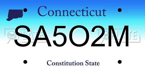 SA5O2M Connecticut License Plate