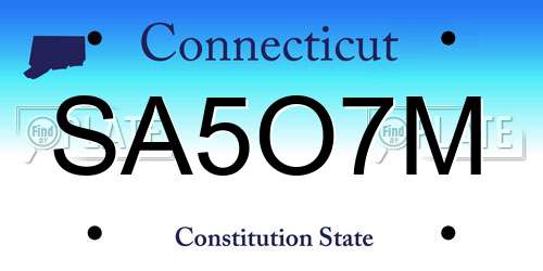 SA5O7M Connecticut License Plate