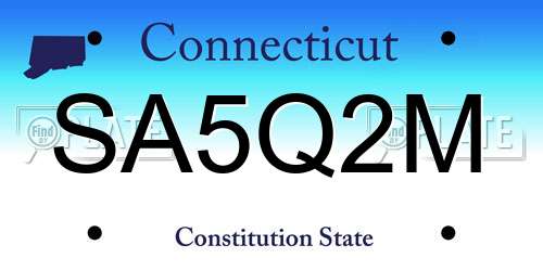 SA5Q2M Connecticut License Plate