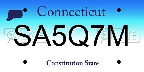 SA5Q7M Connecticut License Plate