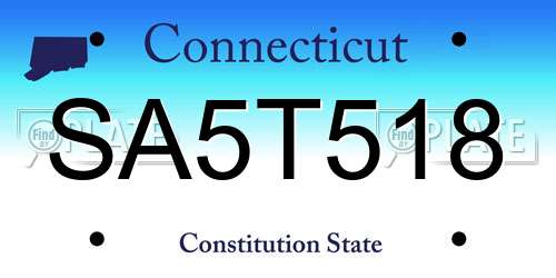 SA5T518 Connecticut License Plate