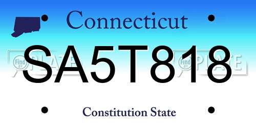 SA5T818 Connecticut License Plate