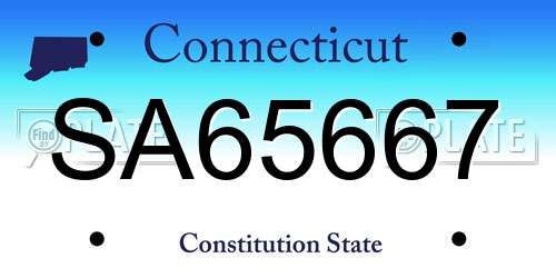 SA65667 Connecticut License Plate