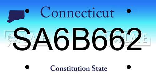 SA6B662 Connecticut License Plate