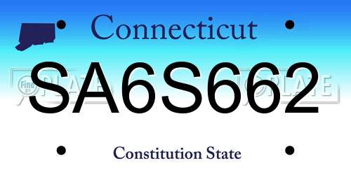 SA6S662 Connecticut License Plate