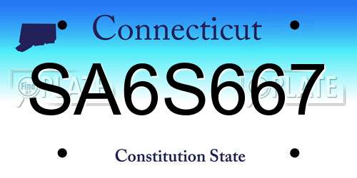 SA6S667 Connecticut License Plate