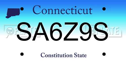 SA6Z9S Connecticut License Plate