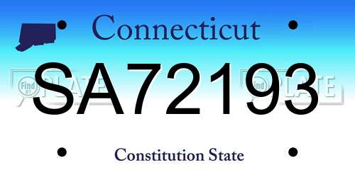 SA72193 Connecticut License Plate