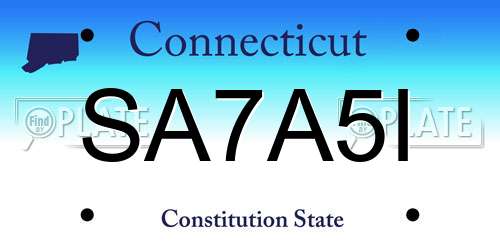 SA7A5I Connecticut License Plate