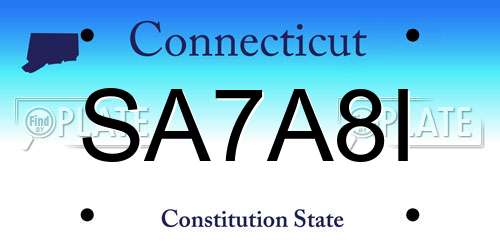 SA7A8I Connecticut License Plate