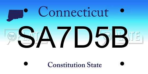 SA7D5B Connecticut License Plate
