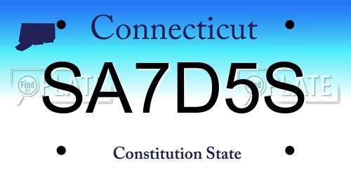 SA7D5S Connecticut License Plate