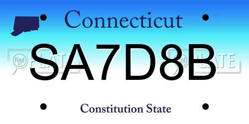 SA7D8B Connecticut License Plate