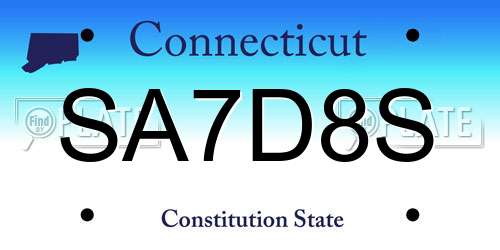 SA7D8S Connecticut License Plate