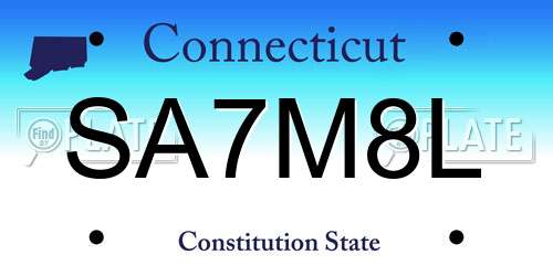 SA7M8L Connecticut License Plate