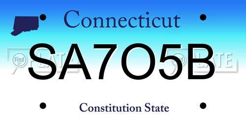 SA7O5B Connecticut License Plate