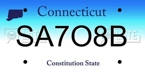 SA7O8B Connecticut License Plate