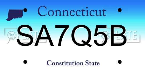 SA7Q5B Connecticut License Plate