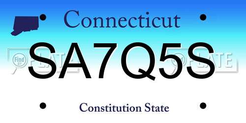 SA7Q5S Connecticut License Plate