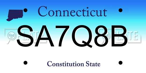 SA7Q8B Connecticut License Plate