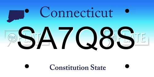 SA7Q8S Connecticut License Plate