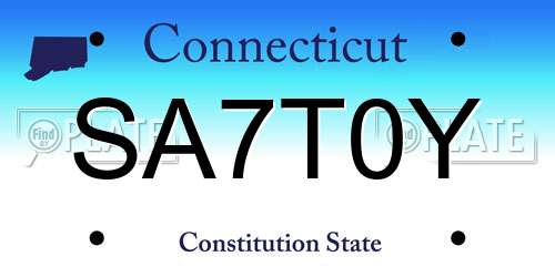 SA7T0Y Connecticut License Plate