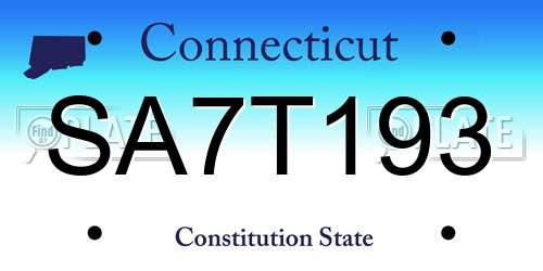 SA7T193 Connecticut License Plate