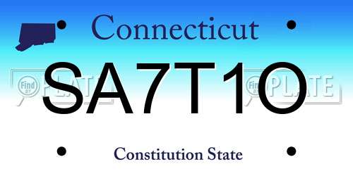 SA7T1O Connecticut License Plate