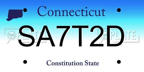 SA7T2D Connecticut License Plate