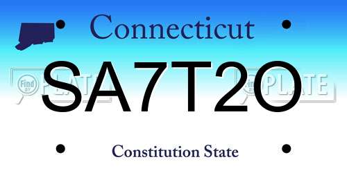 SA7T2O Connecticut License Plate
