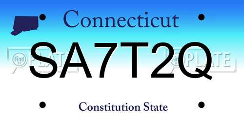SA7T2Q Connecticut License Plate