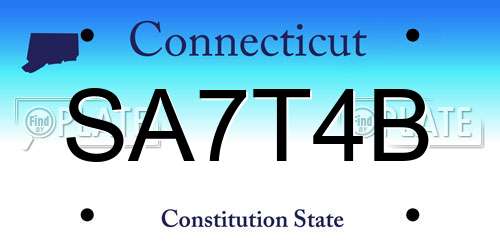 SA7T4B Connecticut License Plate